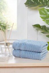 Rapport Home Linear Pure Cotton Face Cloth Towels Set Of 4 (Blue) - thumbnail 1