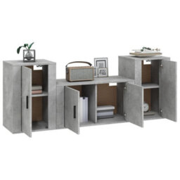Berkfield Classic 3 Piece Tv Cabinet Set Concrete Grey Engineered Wood - thumbnail 3