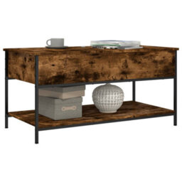 Walplus Coffee Table Smoked Oak 100X50X50 Cm Engineered Wood And Metal - thumbnail 4