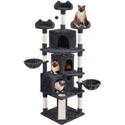 Yaheetech Black Large Cat Tree With Dangling Ball And Scratching Posts - thumbnail 2