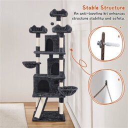 Yaheetech Black Large Cat Tree With Dangling Ball And Scratching Posts - thumbnail 9