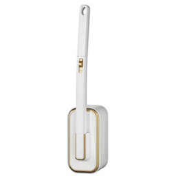 Hygienic Disposable Toilet Brush Set With 32 Refills & Wall Holder, White & Gold - thumbnail 5
