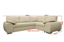 New Corner Sofa Bed With Storage Enzo Right Cream Faux Leather - thumbnail 2