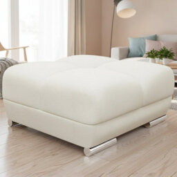 Logo Pouffe With Delicate Stitching On The Seat Cream - thumbnail 1