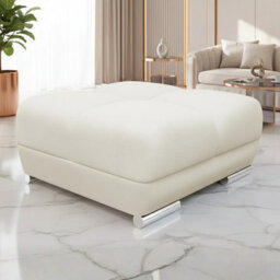 Logo Pouffe With Delicate Stitching On The Seat Cream - thumbnail 2