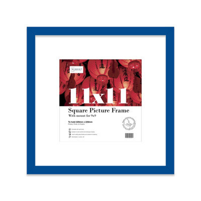 "11X11"" Blue Picture Frame - 11X11"" Square Frame With 9X9"" Mount For 11X11""/9X9"" Pictures Art Deco Style Room Decor, 1 Pack" - image 1