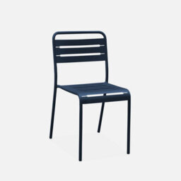 Sweeek - Pair Of Steel And Stackable Garden Chairs Amelia Marine Blue 44X52X79 Cm - thumbnail 2