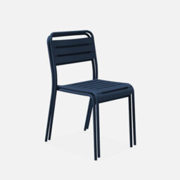Sweeek - Pair Of Steel And Stackable Garden Chairs Amelia Marine Blue 44X52X79 Cm - thumbnail 3