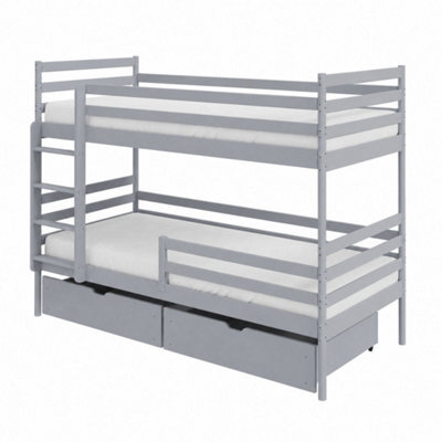 Arte Gusto Grey Matt Wooden Bunk Bed 90 X 200Cm - With 2 Foam Bonnell Mattresses - image 1