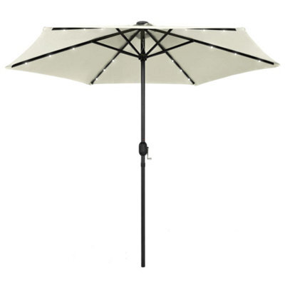 Berkfield Parasol With Led Lights And Aluminium Pole 270 Cm Sand White - image 1