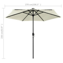 Berkfield Parasol With Led Lights And Aluminium Pole 270 Cm Sand White - thumbnail 6