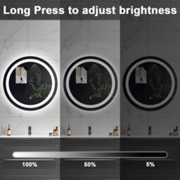 Sline 600mm Round Bathroom Led Mirror Dimmable White Colour Anti-Fog Touch Control Memory Function Type B - thumbnail 3
