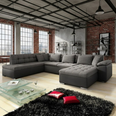 Niko Bis U Shaped Fold Out Corner Sofa Bed For Living Room With Storage Melange Grey And Grey Right - image 1