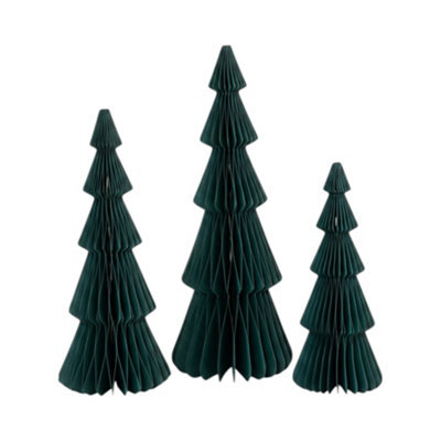 Four Candle Set Of 3 Green Standing Christmas Trees 30Cm - image 1
