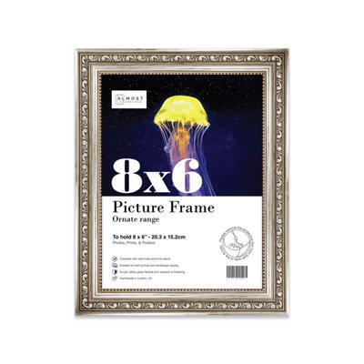 8X6 Silver Ornate Picture Frame (15.2 X 20.3Cm) Poster, Photo, Artwork, Gallery Wall Or Print - image 1