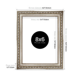 8X6 Silver Ornate Picture Frame (15.2 X 20.3Cm) Poster, Photo, Artwork, Gallery Wall Or Print - thumbnail 2