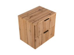 Impact Furniture Bathroom Vanity Unit 600mm Oak Countertop Ribbed Fluted Oak Effect Modern Wall Hung Cabinet Adel - thumbnail 4
