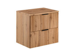 Impact Furniture Bathroom Vanity Unit 600mm Oak Countertop Ribbed Fluted Oak Effect Modern Wall Hung Cabinet Adel - thumbnail 3