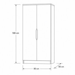 Fwstyle Luno Oak 2 Door Double Wardrobe Rail & Shelf (H) 180Cm (W) 80Cm (D) 50Cm - thumbnail 6