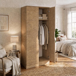 Fwstyle Luno Oak 2 Door Double Wardrobe Rail & Shelf (H) 180Cm (W) 80Cm (D) 50Cm - thumbnail 3