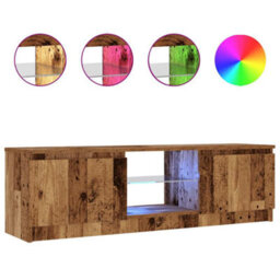 Berkfield Tv Cabinet With Led Lights Old Wood 120X30X36 Cm Engineered Wood - thumbnail 2