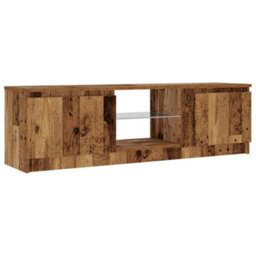 Berkfield Tv Cabinet With Led Lights Old Wood 120X30X36 Cm Engineered Wood - thumbnail 6