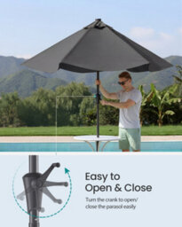 LEDREM Garden Parasol Umbrella,crank Handle For Opening And Closing, For Outdoor Gardens Pool Balcony Patio, Base Not Included, Grey - thumbnail 4