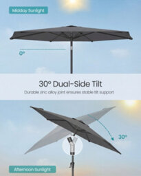 LEDREM Garden Parasol Umbrella,crank Handle For Opening And Closing, For Outdoor Gardens Pool Balcony Patio, Base Not Included, Grey - thumbnail 5