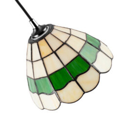 Happy Homewares Traditional Green And Amber Stained Glass Tiffany Pendant Lighting Shade - thumbnail 4