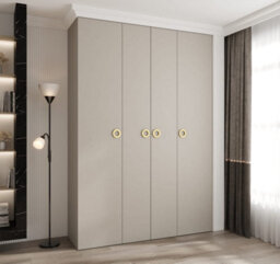 Arte Elegant Cashmere Como I Hinged Door Wardrobe H2460mm W1700mm D500mm, Four Doors, Sixteen Shelves, Two Hanging Rails, Gold Handles - thumbnail 2