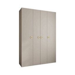 Arte Elegant Cashmere Como I Hinged Door Wardrobe H2460mm W1700mm D500mm, Four Doors, Sixteen Shelves, Two Hanging Rails, Gold Handles - thumbnail 1