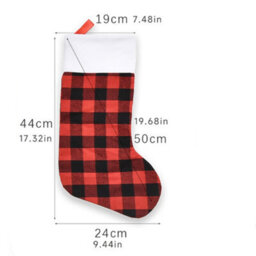 CLEFFNS 24 Pack Christmas Stockings,red Buffalo Plaid Decoration Ornament,large Red Black Buffalo Plaid Fireplace Hanging Stockings - thumbnail 2