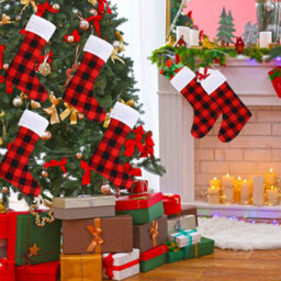 CLEFFNS 24 Pack Christmas Stockings,red Buffalo Plaid Decoration Ornament,large Red Black Buffalo Plaid Fireplace Hanging Stockings - thumbnail 5