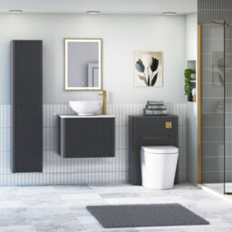 Royal Bathrooms Avenza 600mm Matt Obsidian Black Wall Hung Bathroom Countertop Vanity Unit 1 Drawer With Breeze Basin - thumbnail 4