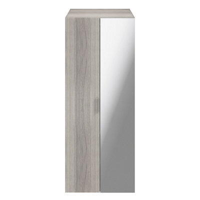 GoodHome Atomia Freestanding Matt Grey Oak Effect Particle Board Mirrored Wardrobe (H)1875mm (W)750mm (D)580mm - image 1
