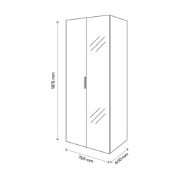 GoodHome Atomia Freestanding Matt Grey Oak Effect Particle Board Mirrored Wardrobe (H)1875mm (W)750mm (D)580mm - thumbnail 4