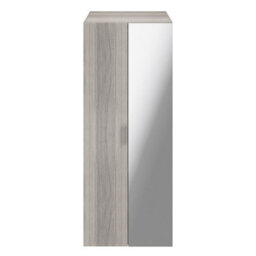 GoodHome Atomia Freestanding Matt Grey Oak Effect Particle Board Mirrored Wardrobe (H)1875mm (W)750mm (D)580mm