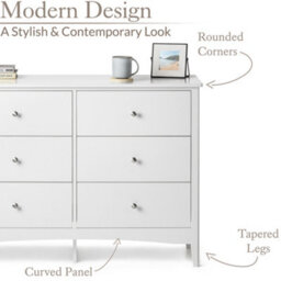 Christow Islington  Chest Of Drawers Modern 6 Drawer Bedroom Storage Unit Furniture Cabinet - thumbnail 5