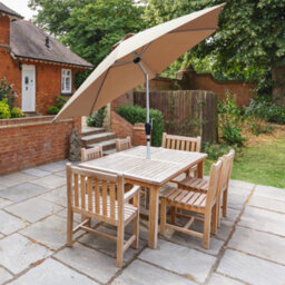 Glamhaus Tilting Garden Parasol Table Umbrella 2.7M With Crank Handle, Uv40 Protection, Includes Protection Cover - Sand - thumbnail 5