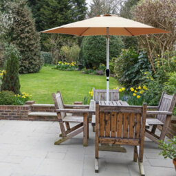 Glamhaus Tilting Garden Parasol Table Umbrella 2.7M With Crank Handle, Uv40 Protection, Includes Protection Cover - Sand - thumbnail 6