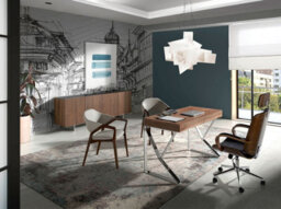 Elegant Walnut And Chrome-Plated Steel Desk - Model 3015 By Angel Cerda S.l. - thumbnail 3