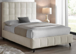 Save On Goods UK 4Ft6 Double Ivory White,tall Headend Headboard Soft Fabric Boucle Upholstered Bed Frame - thumbnail 1