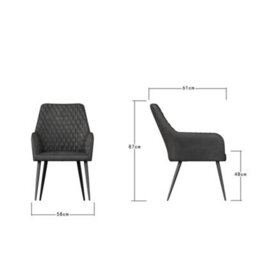 More4Homes Ella Technology Fabric Dining Chair Set Of 8 Grey - thumbnail 7