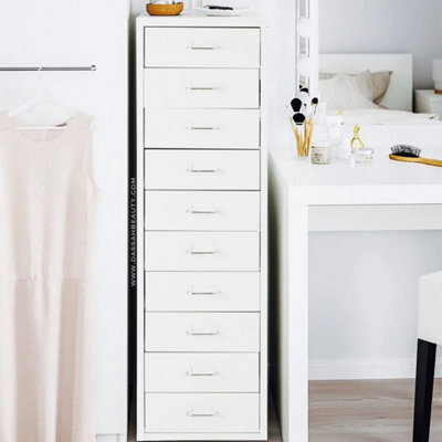 White 10 Drawer Mobile File Cabinet W/ Casters - image 1