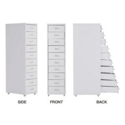 White 10 Drawer Mobile File Cabinet W/ Casters - thumbnail 3
