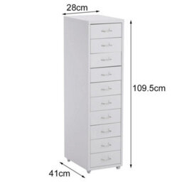 White 10 Drawer Mobile File Cabinet W/ Casters - thumbnail 2