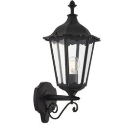 Ip44 Outdoor Wall Light Matt Black & Glass Traditional Lantern Porch Dimmable