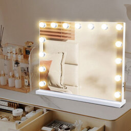 Hollywood Vanity Makeup Mirror, 14 Led Bulbs, 3 Colour Modes, Touch Control, Usb Port, Wall Mounted, 50X40Cm, White - thumbnail 8