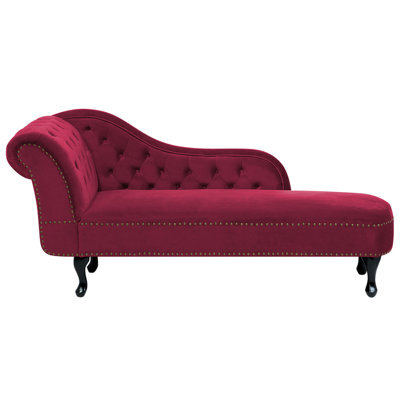 Beliani Left-Hand Chaise Longue Nimes Velvet Burgundy - image 1