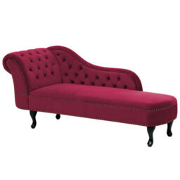 Beliani Left-Hand Chaise Longue Nimes Velvet Burgundy - thumbnail 5